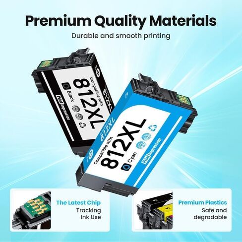 مُعاد تصنيعها لخراطيش الحبر Epson 812XL Combo Pack البديلة لخراطيش الحبر Epson 812 812XL Epson for Epson 812 XL T812 for Workforce Pro WF-7840 WF-7820 WF-7310 EC-C7000 (4 عبوات) in Kuwait