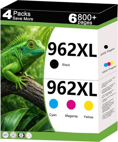 962XL Ink Cartridges Combo Pack Replacement for HP 962 XL to use with 9012e 9010e 9012 9020e 9019 9015e 9010 9015 9025e 9020 9018e 9018 9025 Printer with V24.2.1 Chip 4 Packs-Cyan Magenta Yellow Black in Kuwait
