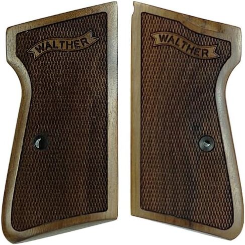 مقابض مسدس خشبية من Walther، خشب صلب بني مزخرف بنمط مربعات، متوافق مع موديلات PPK/S .22 LR و.380 ACP in Kuwait