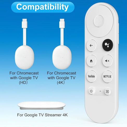 جهاز التحكم عن بعد الصوتي البديل لتلفزيون Google Chromecast 4K Snow TV، G9N9N جهاز التحكم عن بعد البديل لتلفزيون Google، GA01920-US، GA01409-US، GA01923-US، GA01919-US، GA02463-US، GA02464-US in Kuwait