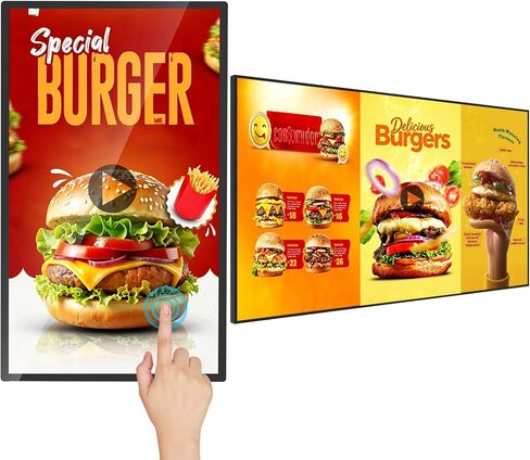 32" Digital Signage Display, Touchscreen Wall Mount Digital Signage, 400nits Advertising Display, Indoor Digital Signage, CMS/U-Disk Plug&Play, Split Screen, 7/24 Operation for Restaurant in Kuwait