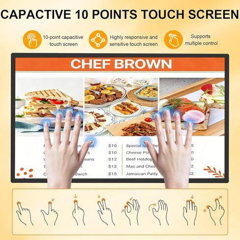 32" Digital Signage Display, Touchscreen Wall Mount Digital Signage, 400nits Advertising Display, Indoor Digital Signage, CMS/U-Disk Plug&Play, Split Screen, 7/24 Operation for Restaurant in Kuwait