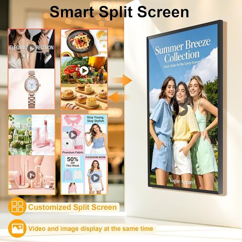 32" Digital Signage Display, Touchscreen Wall Mount Digital Signage, 400nits Advertising Display, Indoor Digital Signage, CMS/U-Disk Plug&Play, Split Screen, 7/24 Operation for Restaurant in Kuwait