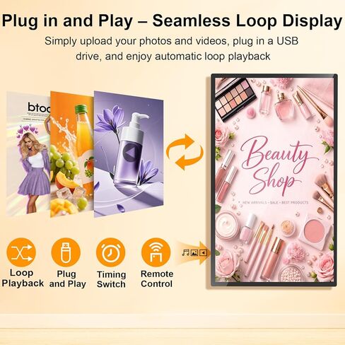32" Digital Signage Display, Touchscreen Wall Mount Digital Signage, 400nits Advertising Display, Indoor Digital Signage, CMS/U-Disk Plug&Play, Split Screen, 7/24 Operation for Restaurant in Kuwait