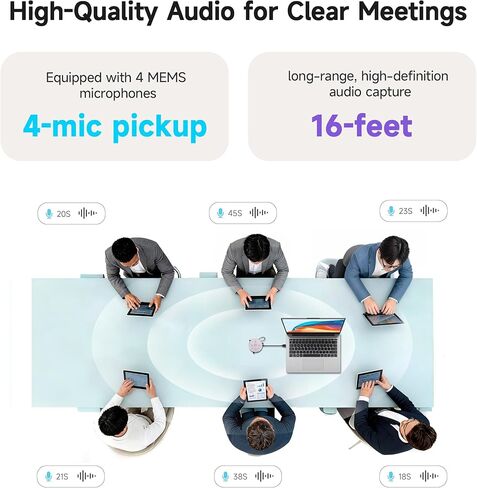 Vision SE AI Video Conferencing System with PC Client, 1080P Camera, 4-Camera Panorama, AI Conference Speakerphone, 3-Mic Array, Plug & Play Conference Camera for Zoom, Teams, Google Meet in Kuwait