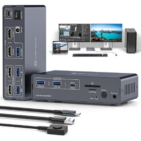 محطة إرساء USB C HDMI KVM Switch 2 شاشات 2 جهاز كمبيوتر 4K @ 60 هرتز KVM مفاتيح شاشة مزدوجة عرض ممتد لأجهزة الكمبيوتر المحمول وسطح المكتب مشاركة 13 في 1 محطة إرساء in Kuwait