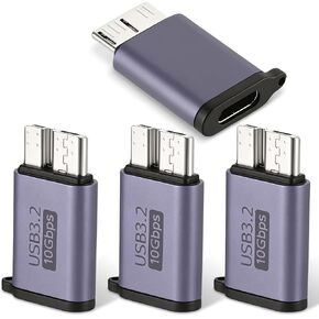 Xthrotsenk 4 قطع Micro USB B إلى C محول Type-C أنثى-Micro B ذكر القرص الصلب إلى محول USB للكابل الخارجي محرك الأقراص الصلبة SSD اللوحي والكمبيوتر المحمول والهاتف in Kuwait