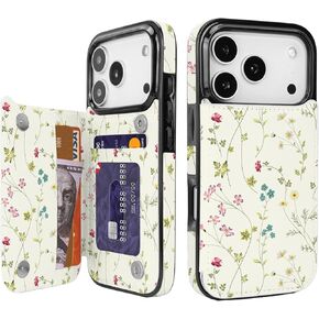 حافظة محفظة لهاتف iPhone 17 Pro Max مع حامل بطاقة، حافظة RFID جلدية مزودة بمسند للصدمات وفتحات للبطاقات، إغلاق مغناطيسي مزدوج للنساء والفتيات، نقطة بولكا وردية in Kuwait