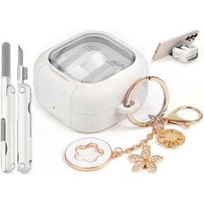 حافظة لهاتف سامسونج جالاكسي Buds 4 Pro/حافظة Galaxy Buds 4 (2026) مع سلسلة مفاتيح لطيفة، حافظة Galaxy Buds4 Pro بقفل آمن مع حامل هاتف ومجموعة منظف، ملحقات غطاء شفاف من مادة TPU للنساء والفتيات، وردي in Kuwait