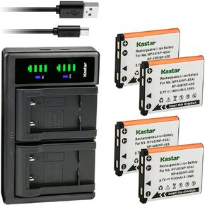 بطارية Kastar 3 عبوات وشاحن USB LTD2 متوافق مع Fujifilm NP-45 NP-45A NP-45B NP-45S، Fujifilm FinePix XP31 FinePix XP50 FinePix XP60 FinePix XP70 FinePix XP75 FinePix XP80 FinePix XP90 in Kuwait