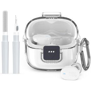 WADVCU[Upgrade Secure Lock] for JBL Tune Buds 2 Case Cover with Cleaner kit, Protective TPU Transparent Hard Shell ONLY Compatible with JBL Tune Buds 2nd Gen Earbuds Charging Case with Keychain(Clear) in Kuwait