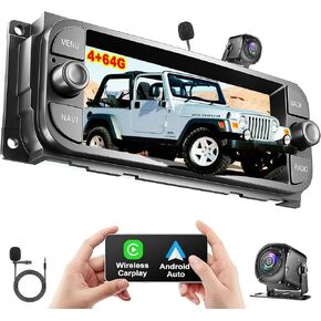 Android 15 4GB+64GB Car Radio for Jeep Wrangler 2015 2016 2017,10.2 inch QLED Touchscreen - Wireless Carplay & Android Auto,GPS Navigation & Bluetooth in Kuwait