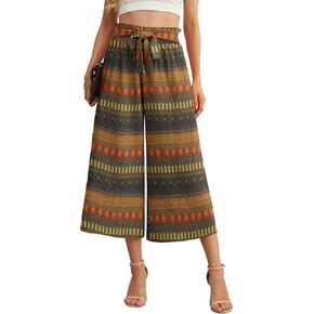 IWOLLENCE Women Flowy Loose Wide Leg Pant Summer Beach Casual Trousers high Waist Adjustable Knot Business Work Casual Pants in Kuwait