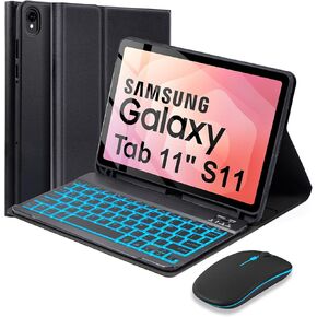 حافظة لوحة مفاتيح بإضاءة خلفية من SOPPY مع ماوس لجهاز Samsung Galaxy Tab S11-11 بوصة 2025 (SM-X730، SM-X736، SM-X736B)، غطاء نحيف مع لوحة مفاتيح لاسلكية قابلة للفصل لجهاز Galaxy Tab A9 Plus 11 بوصة، أسود in Kuwait