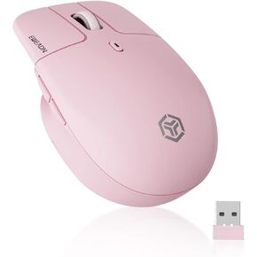 EWEADN Q21 Wireless Mouse, Bluetooth & 2.4G Dual Mode Silent Computer Mouse with Rechargable 500mAh Battery, 3200DPI Ergonomic Optical Mouse for Laptop, PC, Mac, Office & Travel, Pink in Kuwait