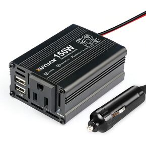 150 واط عاكس الطاقة تيار مستمر 12 فولت إلى 110 فولت التيار المتناوب محول السيارة مع 2 منافذ USB 3.1A شحن سريع سيارة محول القابس منفذ للهاتف المحمول in Kuwait