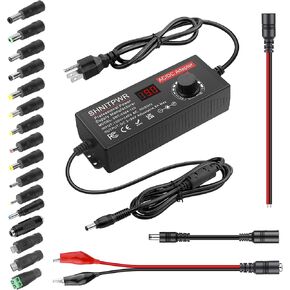 SHNITPWR 120W مصدر طاقة قابل للتعديل متغير DC 4V-24V 5A محول AC / DC عالمي 100-240V AC إلى DC محول مع شاشة LED، 16 نصيحة، مقاطع التمساح، سلاسل ضفيرة DC، لشريط LED، الكاميرا، CCTV in Kuwait