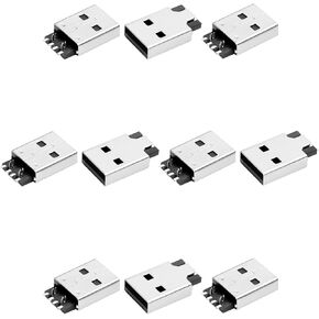 20Pcs USB-AM 2.0 Male Socket Jack Connector 4 Pin 180 Degree SMT SMD PCB Connector, Repair Replacement Adapter,WuJuntool in Kuwait