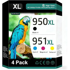 مجموعة خراطيش الحبر 950XL و951XL (4 عبوات) بديلة لخراطيش الحبر HP 950XL 951XL لطابعات HP OfficeJet 8600 Series Pro 251dw, 8100, 8600 Series in Kuwait