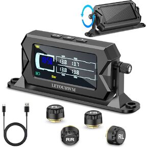 نظام مراقبة ضغط الإطارات RV 6 مستشعرات TPMs ، رقاقة 3-في 1 ، 9.9 بار 144 PSI ، نطاق 100 قدم ، LCD مشرق من 3 مستويات مع عرض الوقت ، شحن Type-C & Solar ، 7 تنبيهات لمقطورة شاحنة RV in Kuwait