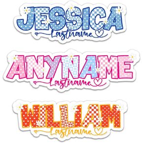 Custom Floral Name Sticker Personalized Text Flower Butterfly Colorful Aesthetic Decal Waterproof Die Cut Vinyl DTF Decal Unisex Gift for Laptop Helmet Car Cup Phone Tablet for Male Female in Kuwait