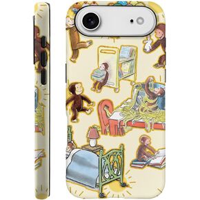 حافظة لهاتف iPhone 17 - [غطاء هاتف للحماية من السقوط] - حافظة هجينة للفتيات والنساء - خطوط قرد مضحكة 01 in Kuwait