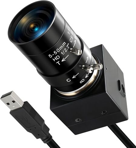 2MP H.264 USB Camera, 1080p 30fps Low Power Webcam with Microphone, CS Manual 5-50mm Zoom Lens, Industrial USB Camera for Scanner, 3D Printer, Simple Surveillance, Robot in Kuwait