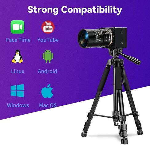 2MP H.264 USB Camera, 1080p 30fps Low Power Webcam with Microphone, CS Manual 5-50mm Zoom Lens, Industrial USB Camera for Scanner, 3D Printer, Simple Surveillance, Robot in Kuwait