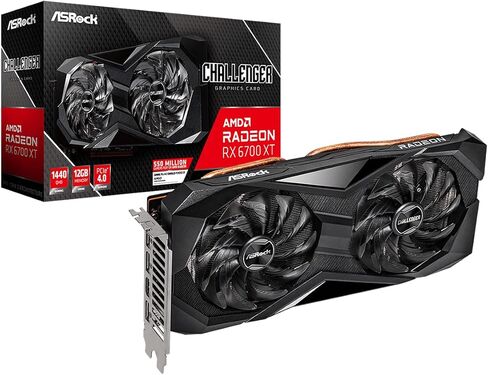 ASRock Radeon RX 6700 XT Challenger D 12GB OC Graphics Card, 2615 MHz Boost Clock, 12GB GDDR6, AMD RDNA 2, DisplayPort 1.4, HDMI 2.1 VRR, PCIe 4.0, Dual Fan Cooling in Kuwait