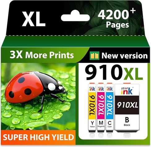 910XL Ink Cartridges for HP Printers Replacement for HP 910 910XL Ink Cartridges Combo Pack Work for HP OfficeJet Pro 8020 8025 8028 8035 8010 8015 8018 8022 Printers, 910XL Black and Color, 4 Pack in Kuwait