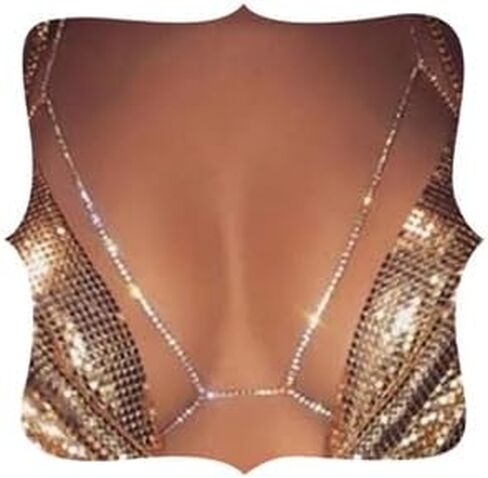 Aimimier Rhinestone Body Chain Bra Summer Beach Bikini Waist Chain Chest Belly Chain Crystal Sexy Body Jewelry for Women and Girls in Saudi Arabia
