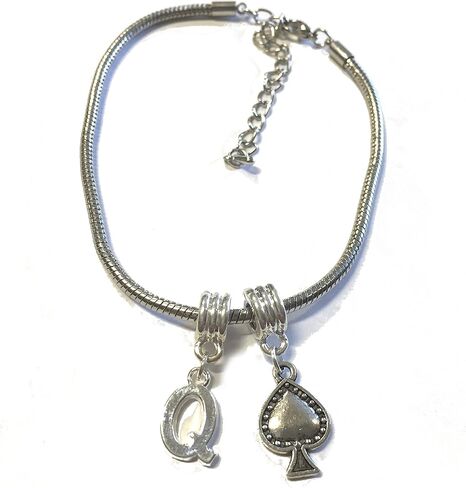 Q Spade (Queen of puns) Charm Antains in Black Silver and Gold - Hotwife - atuckoldress in Saudi Arabia
