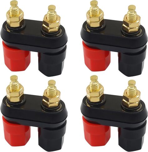 4 Pack Banana Plug Jack Female Socket Gold Plated Insulated Terminal Binding 4mm Banana Plugs Dual 2-Way Connector for Speaker Amplifier Terminal in Kuwait