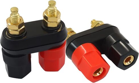 4 Pack Banana Plug Jack Female Socket Gold Plated Insulated Terminal Binding 4mm Banana Plugs Dual 2-Way Connector for Speaker Amplifier Terminal in Saudi Arabia
