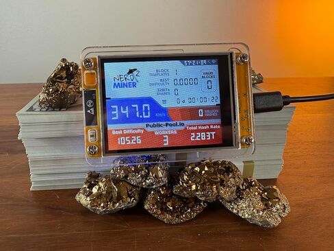 Bitcoin Merch Gold Nugget Lottery Miner, WiFi-Enabled Bitcoin Solo Miner, 377 KH/s Hashrate, Ultra-Low Power Consumption, Compact Design in Kuwait