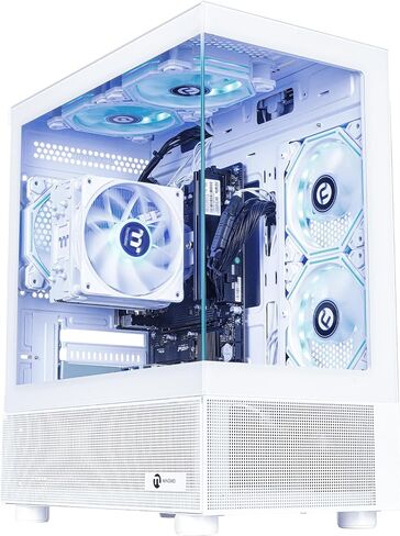 كمبيوتر مكتبي NINGMEI Soul Gaming PC، AMD Ryzen 7 5700G (يصل إلى 4.6 جيجا هرتز)، ذاكرة الوصول العشوائي DDR4 سعة 16 جيجابايت، 1 تيرابايت NVMe SSD، 6 مراوح RGB، Windows 11 Home - سطح مكتب ألعاب مُصمم مسبقًا للرياضات الإلكترونية والبث والعمل والمكاتب المنزلي in Kuwait