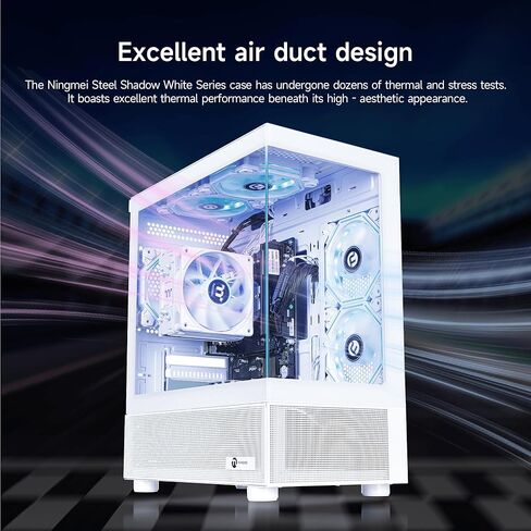 كمبيوتر مكتبي NINGMEI Soul Gaming PC، AMD Ryzen 7 5700G (يصل إلى 4.6 جيجا هرتز)، ذاكرة الوصول العشوائي DDR4 سعة 16 جيجابايت، 1 تيرابايت NVMe SSD، 6 مراوح RGB، Windows 11 Home - سطح مكتب ألعاب مُصمم مسبقًا للرياضات الإلكترونية والبث والعمل والمكاتب المنزلي in Kuwait