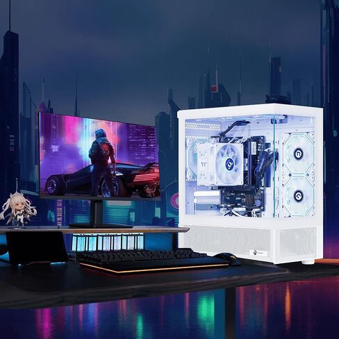 كمبيوتر مكتبي NINGMEI Soul Gaming PC، AMD Ryzen 7 5700G (يصل إلى 4.6 جيجا هرتز)، ذاكرة الوصول العشوائي DDR4 سعة 16 جيجابايت، 1 تيرابايت NVMe SSD، 6 مراوح RGB، Windows 11 Home - سطح مكتب ألعاب مُصمم مسبقًا للرياضات الإلكترونية والبث والعمل والمكاتب المنزلي in Kuwait
