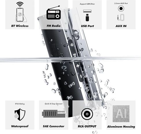GoHawk Waterproof Motorcycle Bluetooth Stereo, 4 Speakers Sound bar w/ 4.5" Speakers, Built-in Amplifier MP3 Music Player Audio System w/USB & Radio, Great for Harley & ATVs in Saudi Arabia