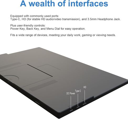 شاشة PJGCWB 15.6 بوصة محمولة 1366 * 768 HD USB-C HDMI شاشة خارجية ثانية لأجهزة الكمبيوتر المحمول والكمبيوتر الشخصي وهواتف Mac وPS وXbox وSwich وIPS شاشة ألعاب رفيعة للغاية بدون إطار (بوصة، 15.6) in Kuwait