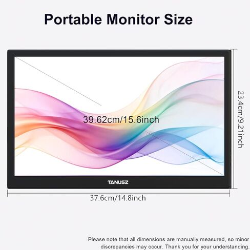 شاشة PJGCWB 15.6 بوصة محمولة 1366 * 768 HD USB-C HDMI شاشة خارجية ثانية لأجهزة الكمبيوتر المحمول والكمبيوتر الشخصي وهواتف Mac وPS وXbox وSwich وIPS شاشة ألعاب رفيعة للغاية بدون إطار (بوصة، 15.6) in Kuwait