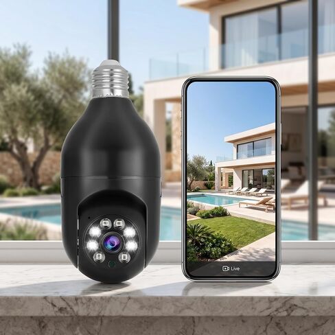 1080P WiFi Indoor Security Camera with 360 Degree Panoramic View Infrared Night Vision Two Way Audio Remote Monitoring for Home Baby Pet Surveillance Black in Kuwait