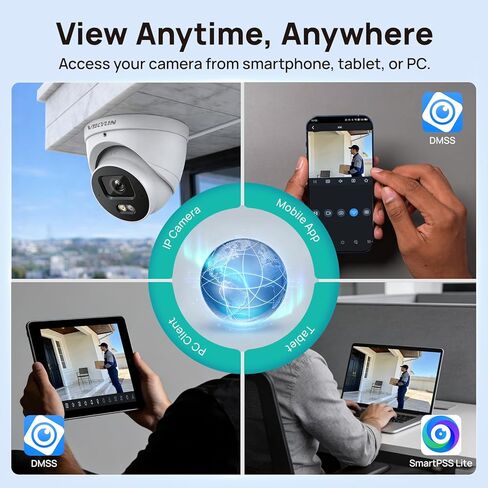 كاميرا VIKYLIN بدقة 4 ميجابكسل PoE IP مع حماية محيطية، رؤية ليلية ذكية ذات لون فاتح مزدوج 98 قدمًا، اكتشاف المركبات البشرية، ميكروفون مدمج، IP67 مقاوم للماء، فتحة بطاقة MicroSD مدمجة in Kuwait