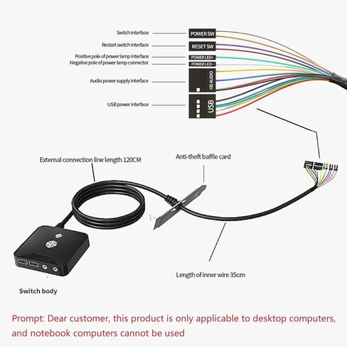 مفتاح طاقة للكمبيوتر من MOUDOAUER، منافذ USB + صوت، زر طاقة خارجي للكمبيوتر الشخصي ATX، حافظة كمبيوتر مكتبي، مفتاح اللوحة الأم in Kuwait