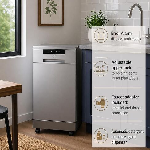 SPT SD-9263SSA 18″ Wide Portable Stainless Steel Dishwasher with ENERGY STAR, 6 Wash Programs, 8 Place Settings and Stainless Steel Tub – Stainless Steel in Saudi Arabia