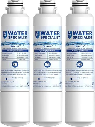 Waterspecialist DA29-00020B بديل لفلتر المياه Samsung DA29-00020B، HAF-CIN/EXP، DA29-00020B-1، HDX FMS-2، RS25J500DSR، RF28HMEDBSR، RF263BEEAESR، RF4287HARS، DA97-08006A-1، 3 مرشحات in Kuwait