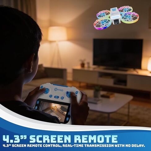 طائرة بدون طيار Contixo F27 Halo Mini قابلة للطي مع شاشة تحكم عن بعد 4.3 بوصة - كاميرا مزدوجة بدقة 720 بكسل عالية الدقة، مصابيح LED، تحوم التدفق البصري، إقلاع/هبوط بمفتاح واحد، أعمال مثيرة 360 درجة، نطاق 350 قدم، طائرة بدون طيار للمبتدئين in Kuwait