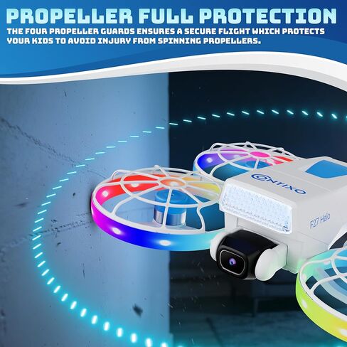 طائرة بدون طيار Contixo F27 Halo Mini قابلة للطي مع شاشة تحكم عن بعد 4.3 بوصة - كاميرا مزدوجة بدقة 720 بكسل عالية الدقة، مصابيح LED، تحوم التدفق البصري، إقلاع/هبوط بمفتاح واحد، أعمال مثيرة 360 درجة، نطاق 350 قدم، طائرة بدون طيار للمبتدئين in Kuwait