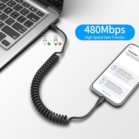 كابل USB C إلى Lightning بطول 1.5 قدم 3 عبوات وسلك USBC ملفوف إلى سلك الإضاءة بطول 3 أقدام لهاتف iPhone Fast Charing 2.4A CarPlaly in Kuwait