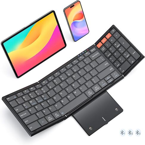 MEETION New Foldable Bluetooth Keyboard with Touchpad, Portable Wireless Keyboard with Numeric Keypad, Full-Size Rechargeable Business Travel for iPad Phone Laptop PC iOS, 2026 New Upgrade in Saudi Arabia